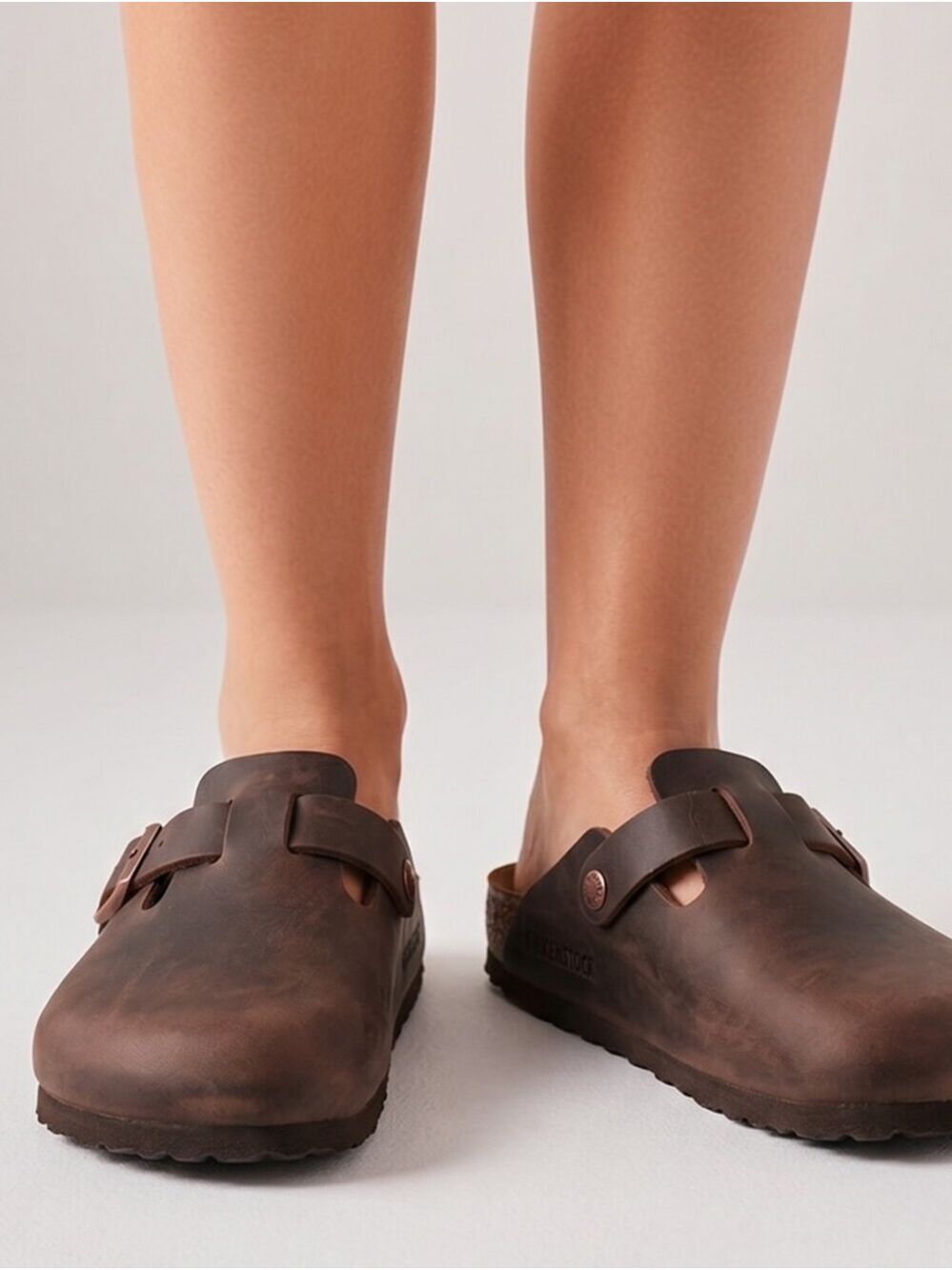 Birkenstock Brown Leather Boston Mule with Buckle (Unisex) - Picture 7 of 15